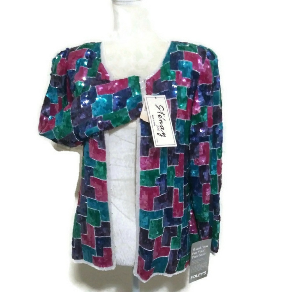 NWT VTG 80s STENAY Sequined Blazer Jacket